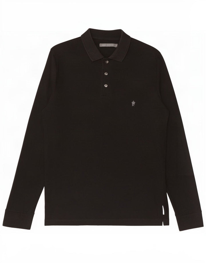 Tricou polo cu mânecă lungă pentru bărbați French Connection, bumbac mediu negru