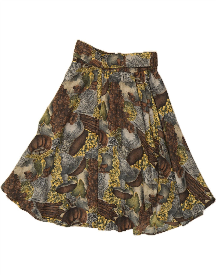 VINTAGE Womens Abstract Pattern Flared Skirt EU 40 Medium W30  Grey Vintage Vintage and Second-Hand Vintage from Messina Hembry 