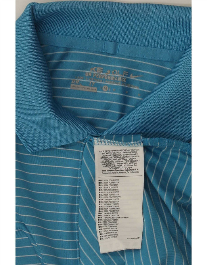 Tricou polo Nike Dri Fit pentru bărbați, poliester cu dungi albastre medii