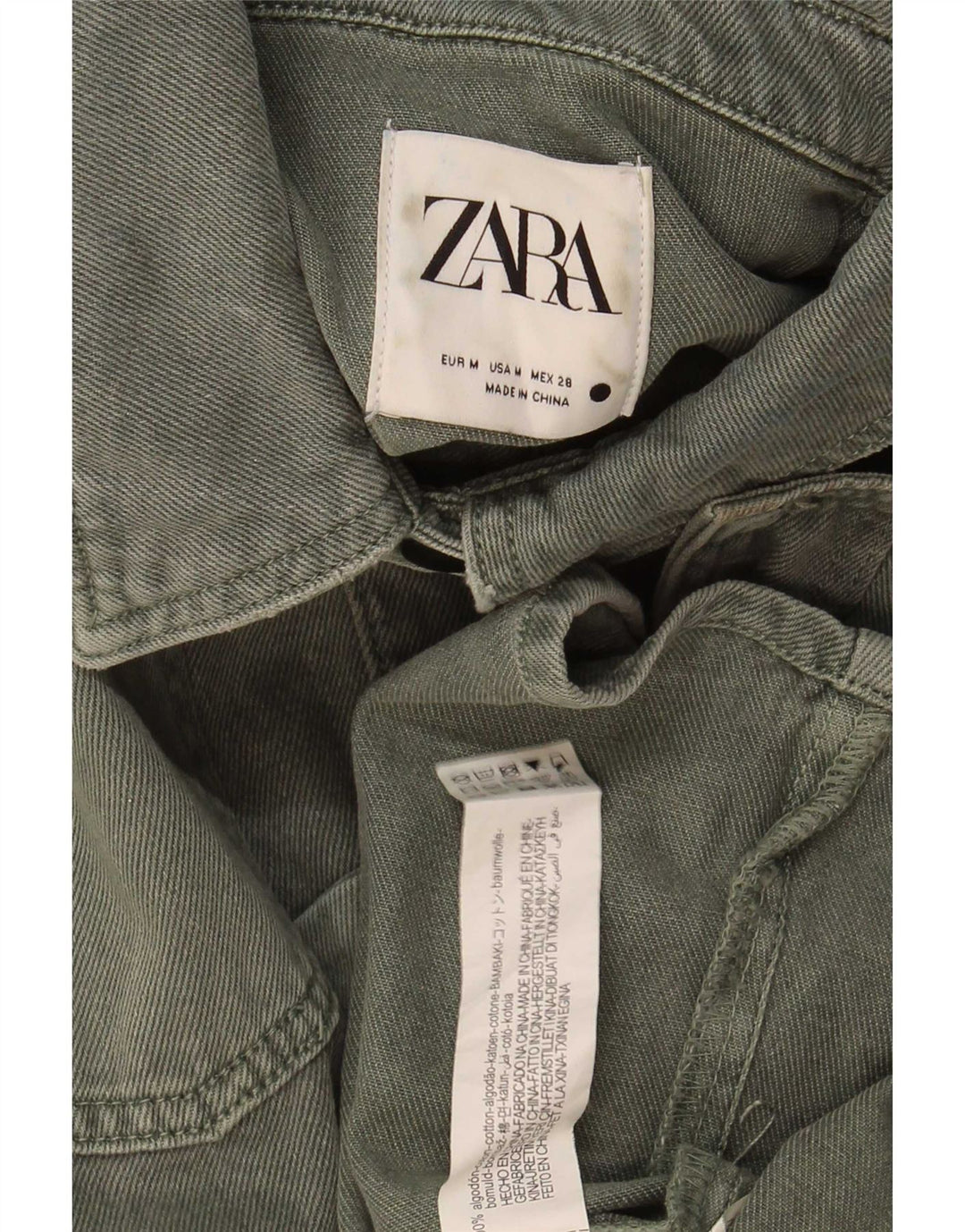 Jachetă de blugi pentru femei Zara UK 14 Medium Khaki Bumbac