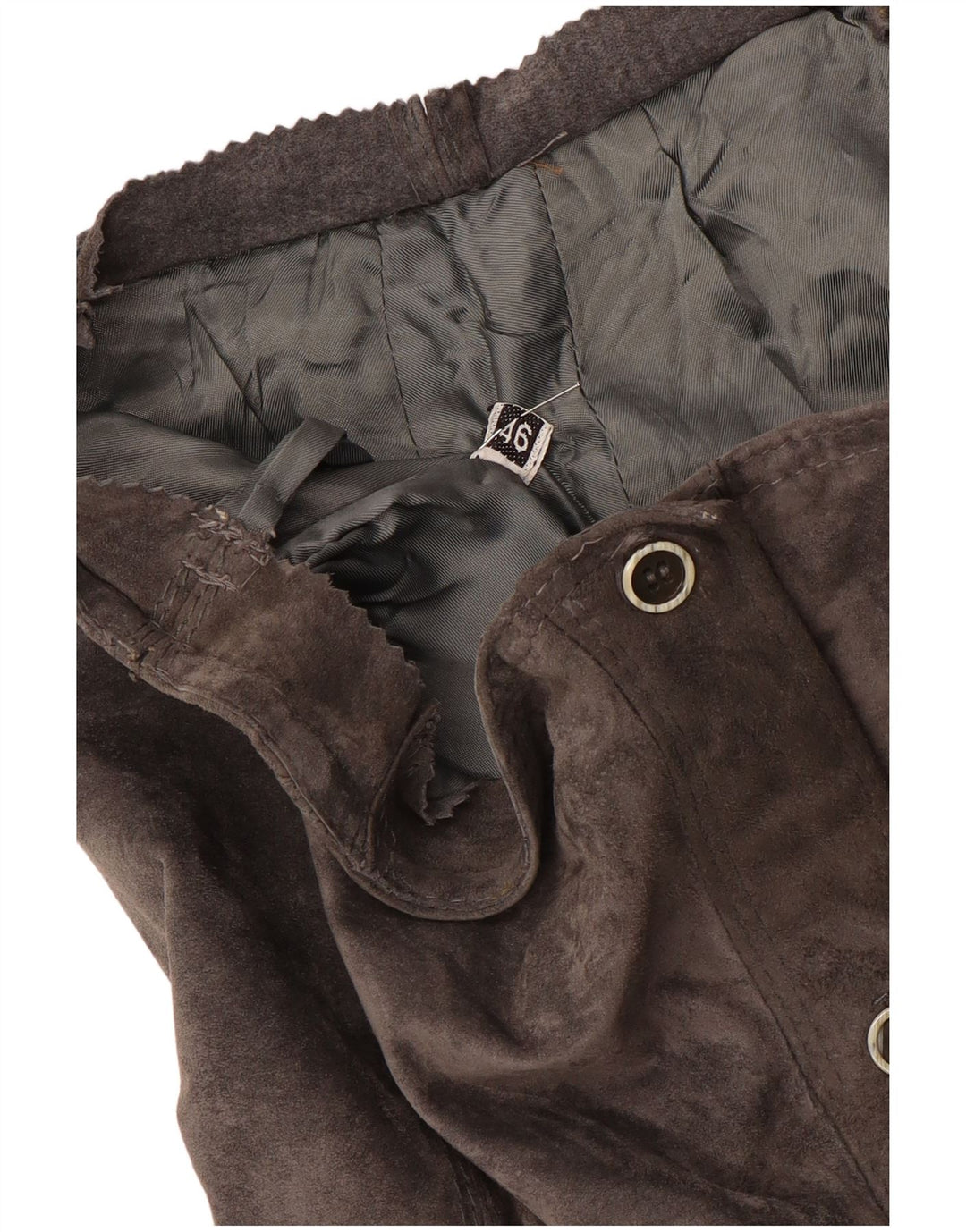 Fusta dreaptă din piele intoarsa pentru femei Vintage IT 46 Large W30 Gri