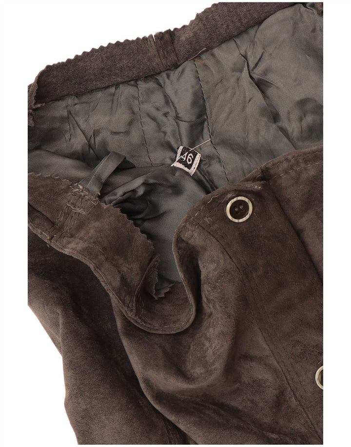 Fusta dreaptă din piele intoarsa pentru femei Vintage IT 46 Large W30 Gri