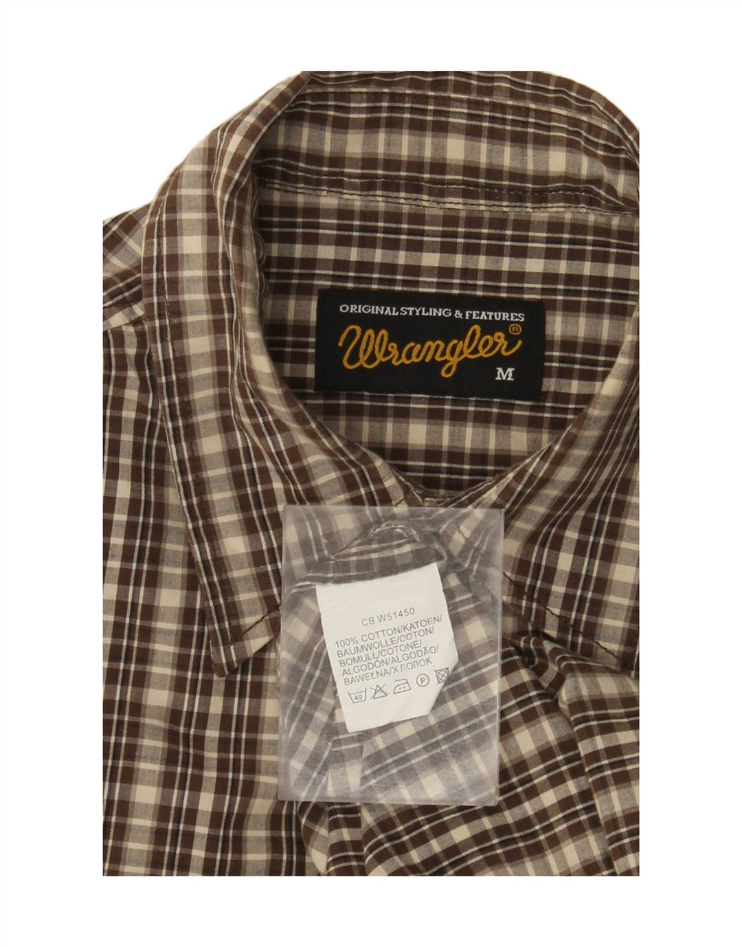 Cămașă de flanel pentru bărbați WRANGLER, bumbac cu carouri maro mediu
