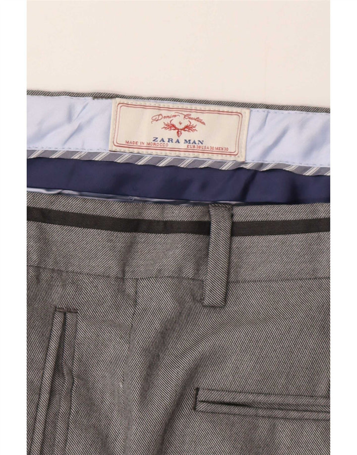 Pantaloni chino slim pentru bărbați Zara EU 38 Mediu L30 L33 Poliester gri