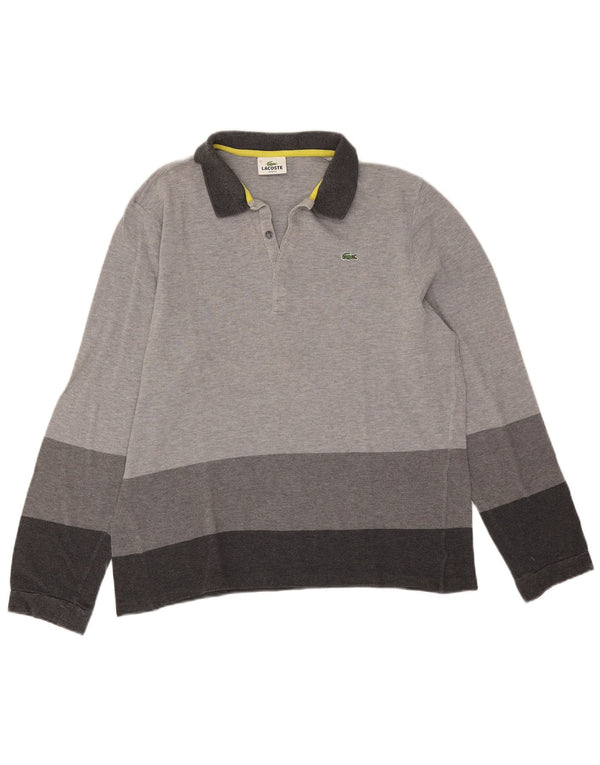Tricou polo Lacoste pentru bărbați cu mânecă lungă, slim, mărime 7 2XL, gri, bloc de culoare