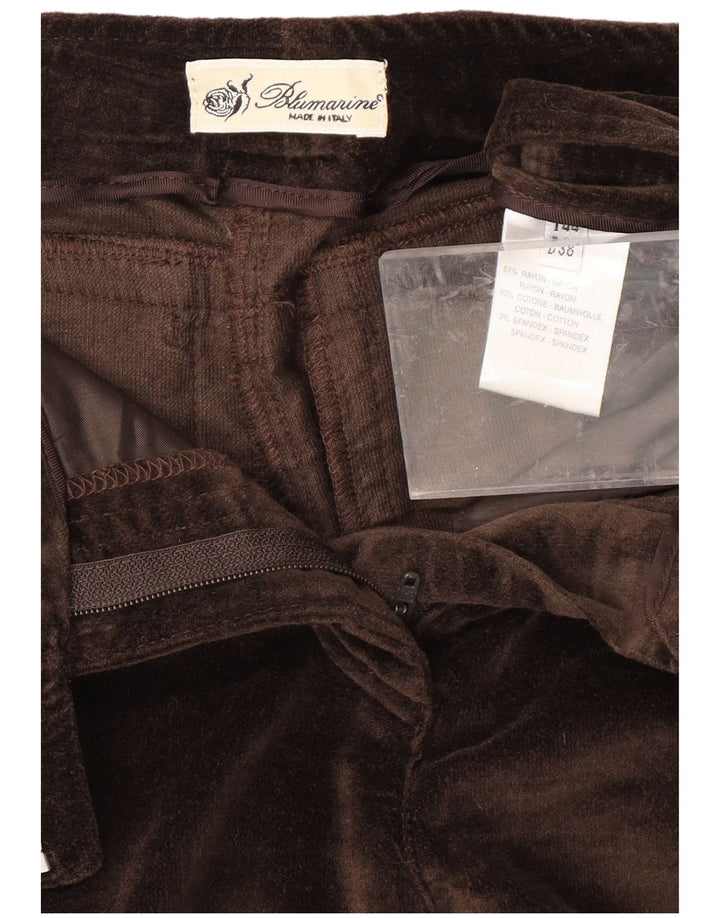 BLUMARINE Pantaloni casual subțiri din catifea pentru femei IT 44 Medium L32 L30 Maro