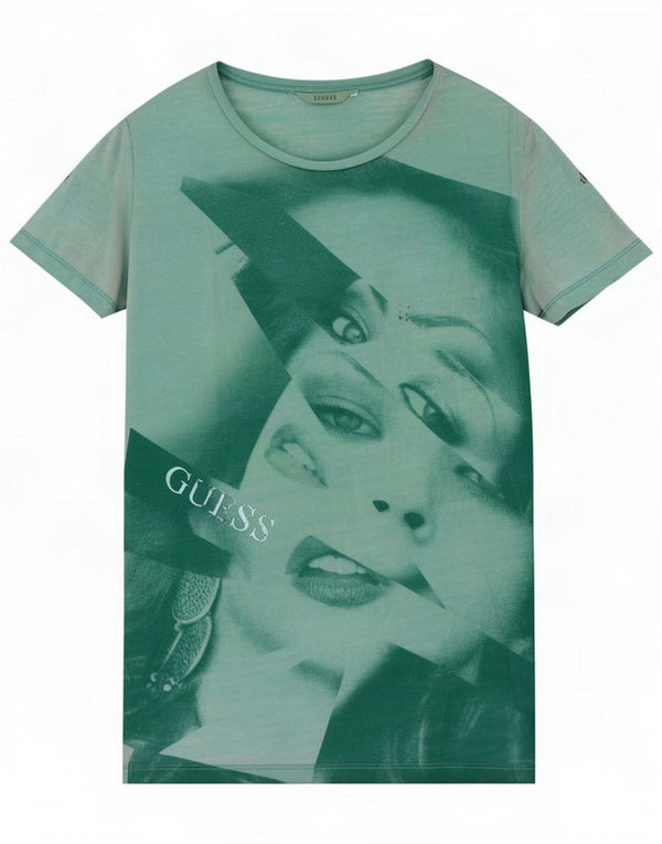 T-shirt cu grafică Guess pentru femei Top UK 6 XS Poliester verde