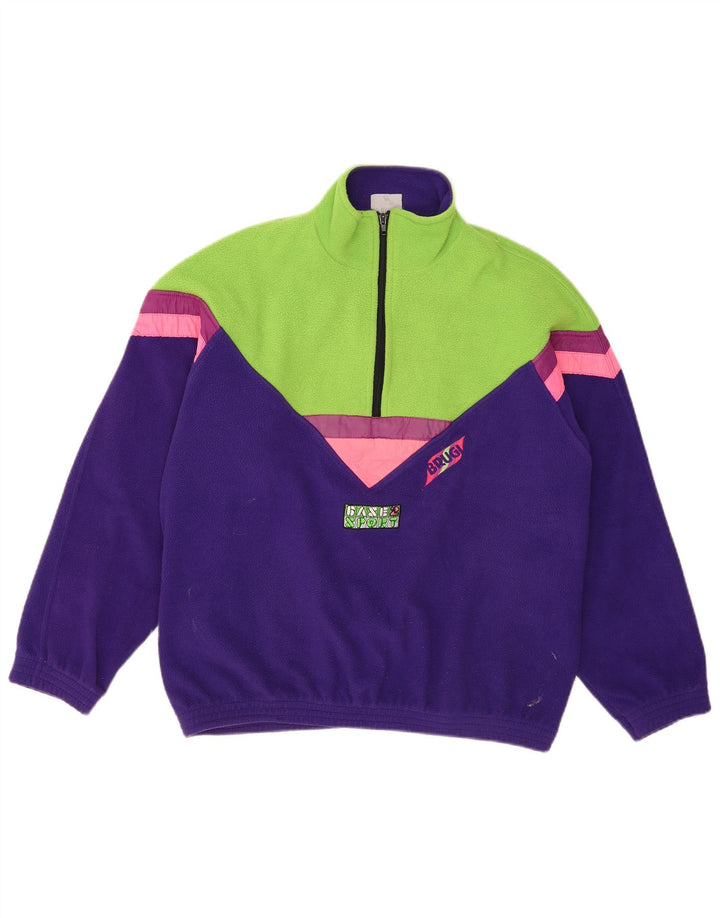 Pulover din lână pentru bărbați Brugi, cu fermoar, mov, poliester color bloc