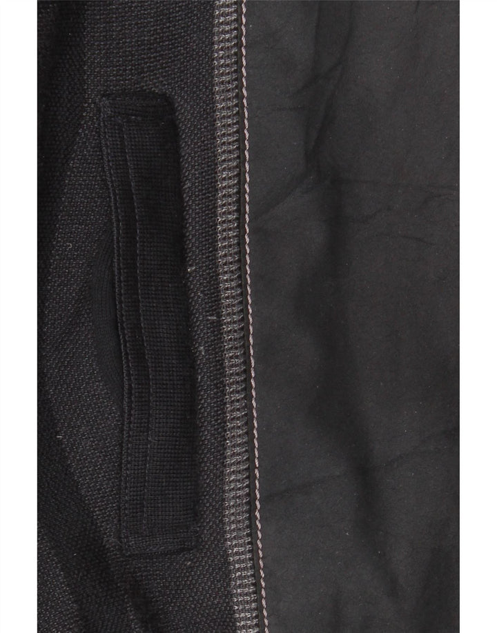 Jachetă Bomber Vintage pentru bărbați din tricot IT 56 2XL Lână neagră color bloc