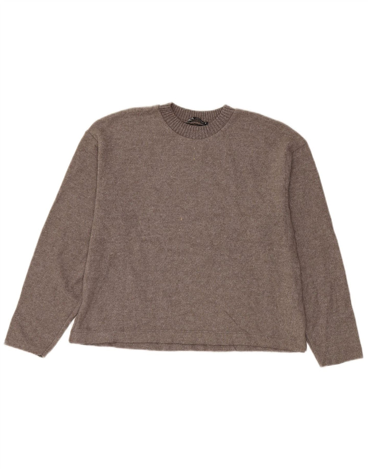 Pulover supradimensionat pentru femei Zara, cu gât crew, UK 10, poliester mic, gri
