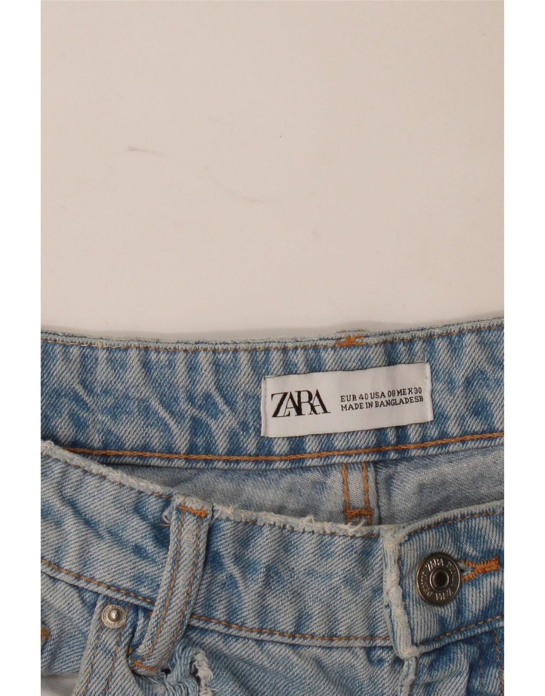 Blugi de damă Zara cu talie înaltă învechiți EU 40 Mediu L30 L27 Albastru