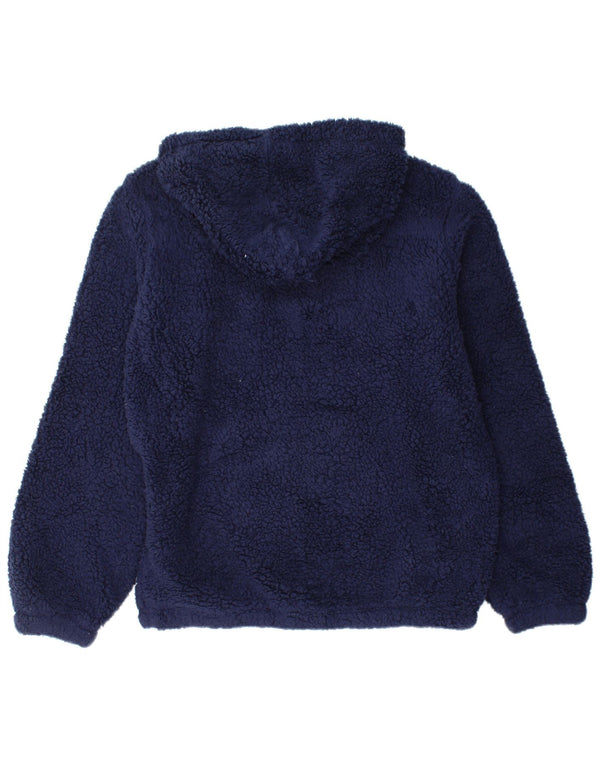 Pulover pentru damă FILA, cu fleece grafic, cu glugă, UK 14, poliester mediu albastru bleumarin