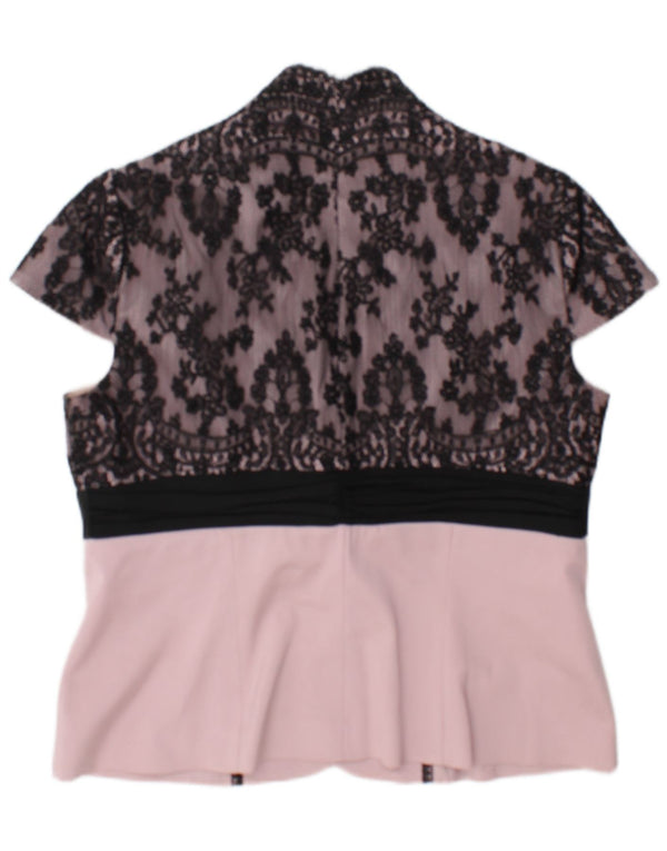 Vintage Womens Blouse Top UK 14 Medium Pink Floral