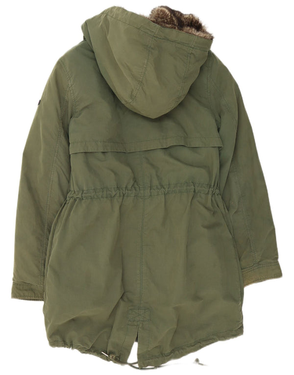Jachetă parka cu glugă Tommy Hilfiger pentru femei UK 14, bumbac verde mediu