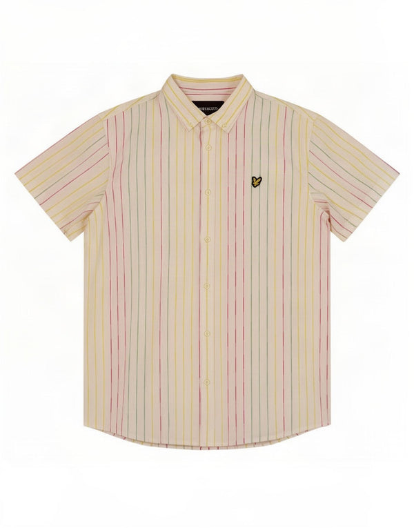 Cămașă cu mânecă scurtă pentru bărbați Lyle & Scott, bumbac alb cu dungi mari