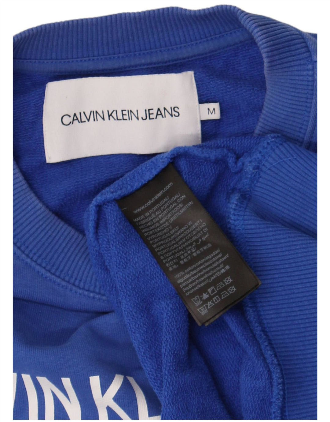 Pulover Calvin Klein Jeans pentru bărbați cu grafică, bumbac albastru mediu