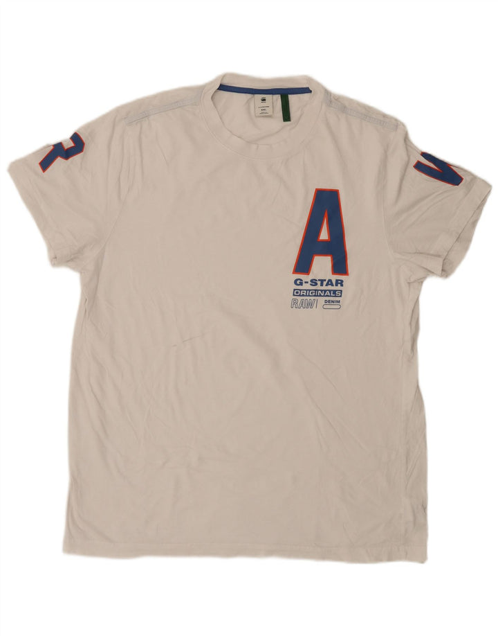 Tricou grafic pentru bărbați G-Star Top 2XL Bumbac alb