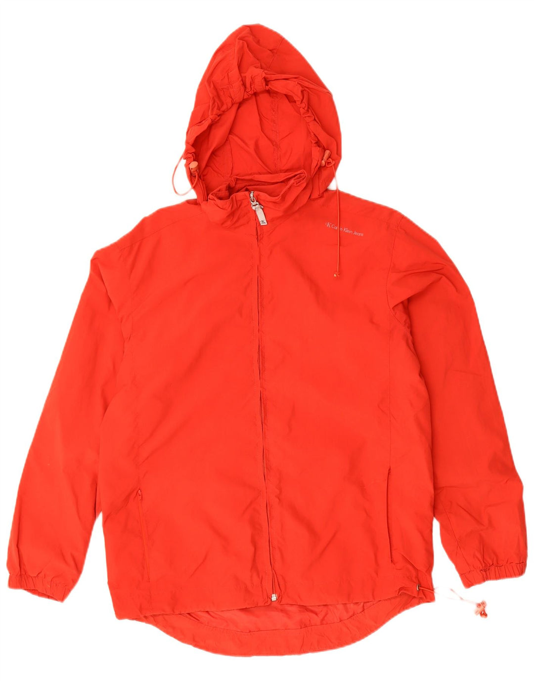 CALVIN KLEIN JEANS Mens Hooded Rain Jacket UK 36 Small Red Polyamide