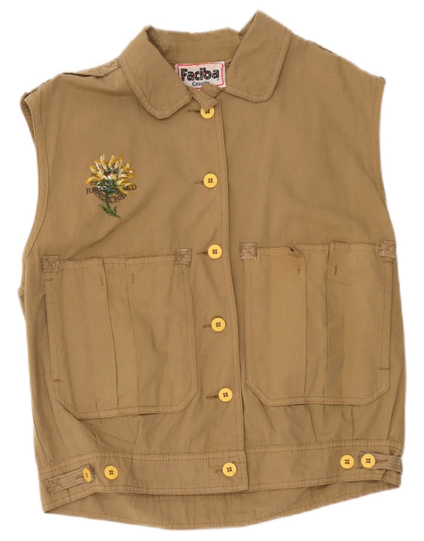Gilet utilitar pentru femei Faciba IT 44 Medium Bej Floral Bumbac