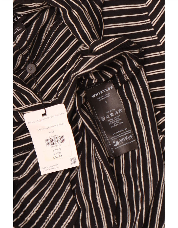 WHISTLES Top cu gât rulat pentru femei cu mânecă lungă UK 10, bumbac cu dungi negre mici