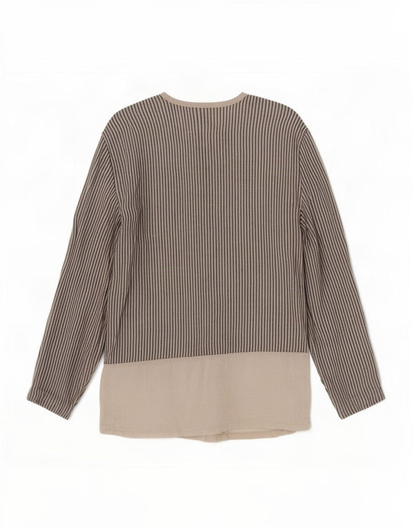 Pepito's Womens Shirt Blouse UK 16 Large Grey Striped Linen