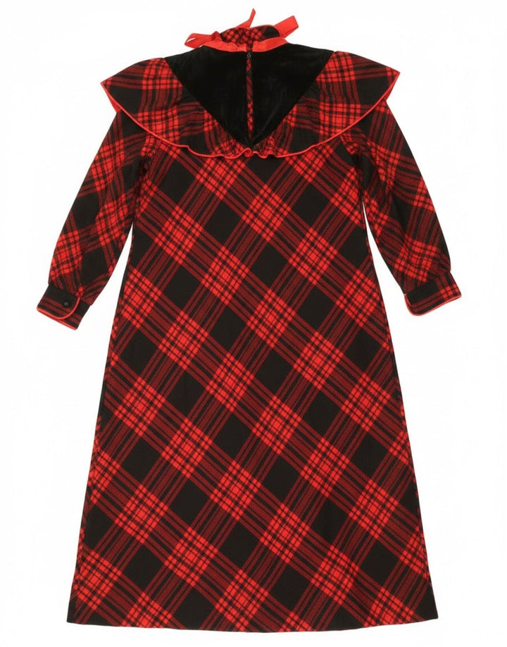 Rochie cămașă maxi vintage pentru femei UK 14 Lână mare cu carouri roșii