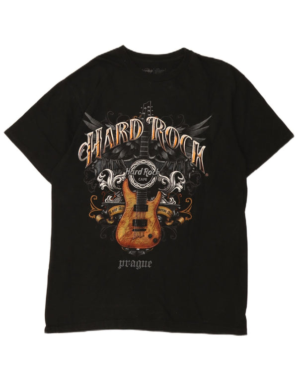 Tricou grafic Praga pentru bărbați Hard Rock Cafe Top mare din bumbac negru