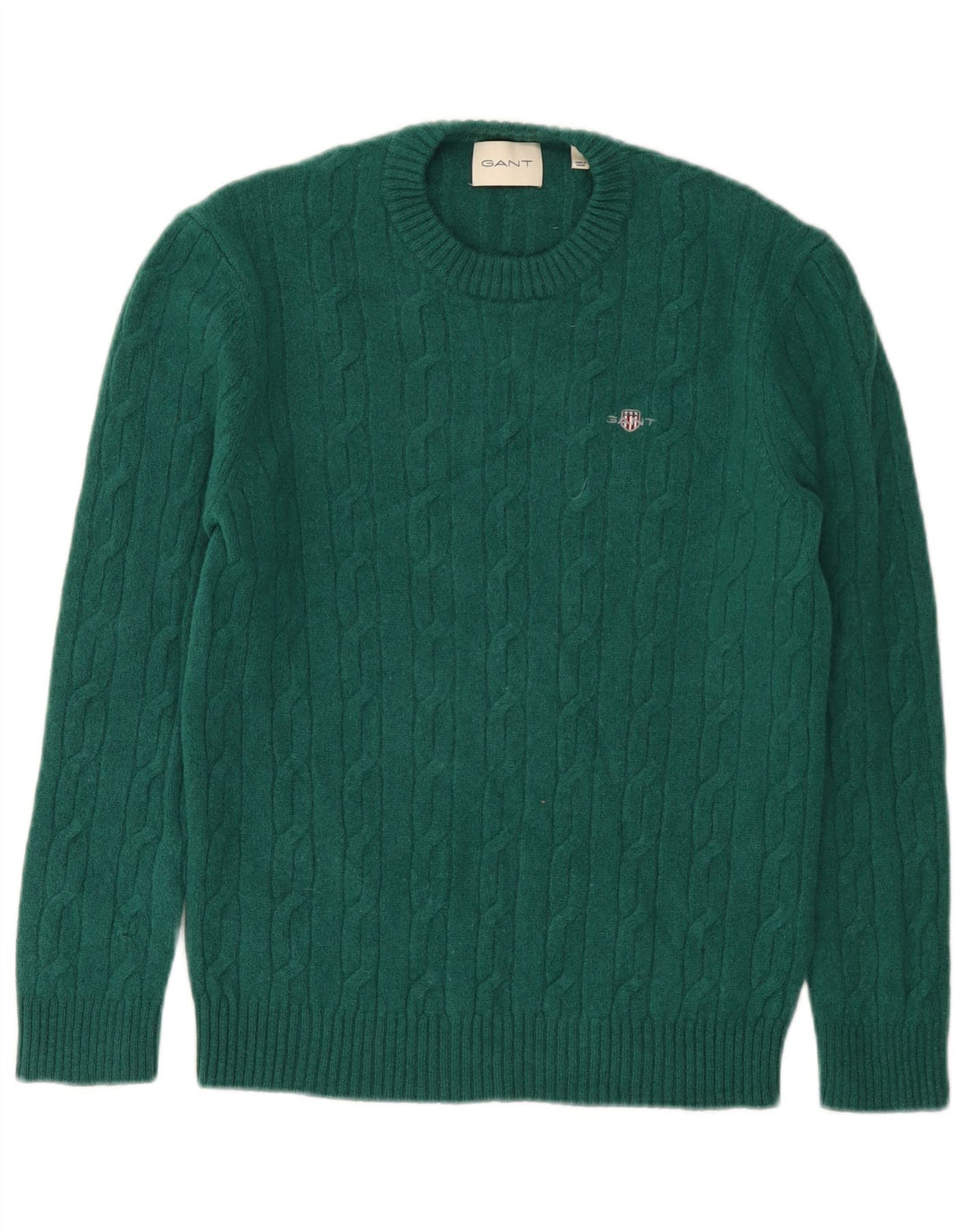 Pulover Gant pentru bărbați, cu croială obișnuită, cu decolteu, lână verde mică