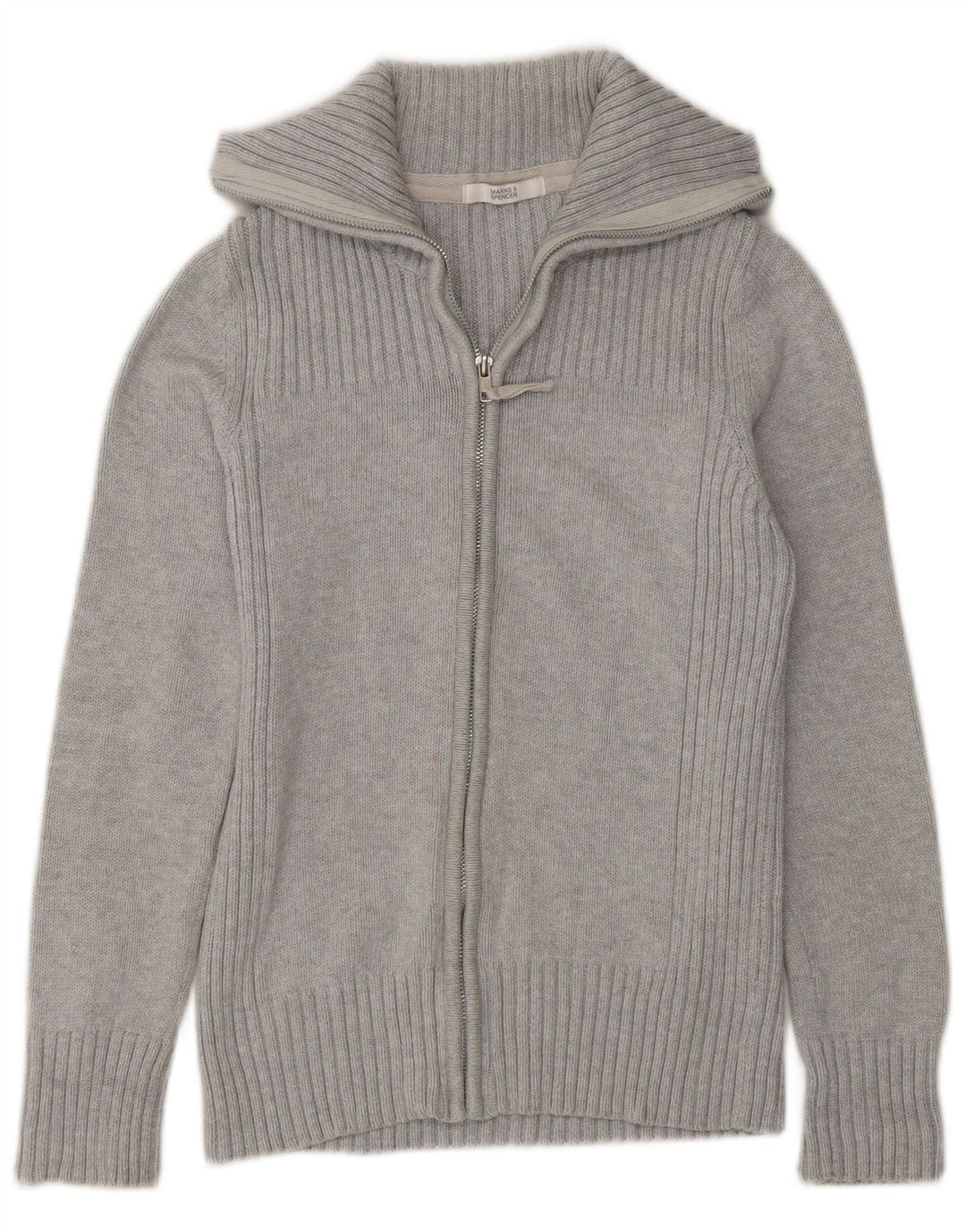 Pulover cardigan cu fermoar complet pentru femei Marks & Spencer UK 12 bumbac gri mediu