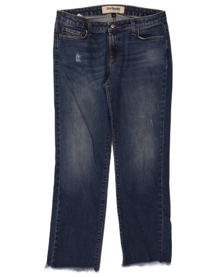 ROY ROGERS Womens Distressed Straight Jeans W31 L27 Blue Cotton
