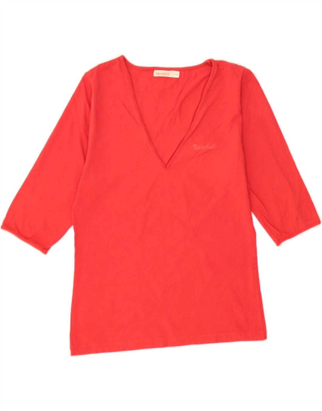 TIMBERLAND Womens Top 3/4 Sleeve UK 10 Small Red Viscose Vintage Timberland and Second-Hand Timberland from Messina Hembry 