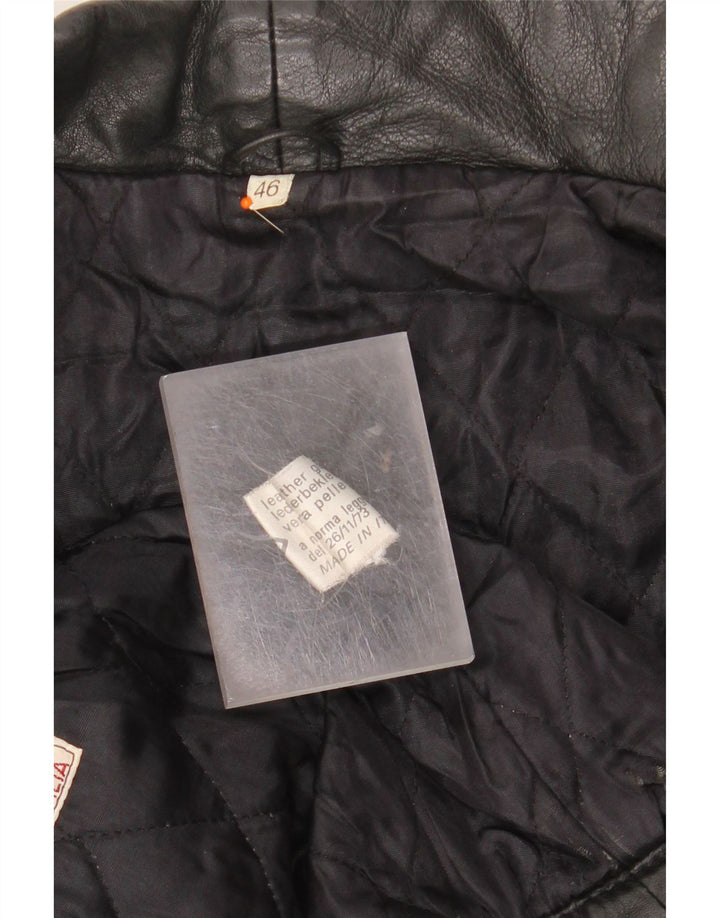 Jachetă de piele VINTAGE pentru femei, cu tăiere largi, IT 46, mare, neagră