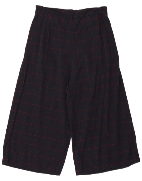 Pantaloni Capri pentru femei VINTAGE cu picioare largi IT 40 Small W31 L19 Bleumarin Check