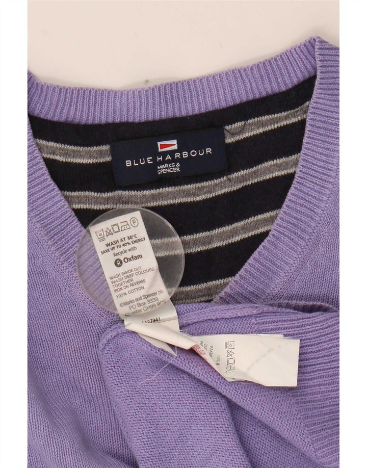 Pulover cu decolteu în V Blue Harbour pentru bărbați Marks & Spencer, violet mediu