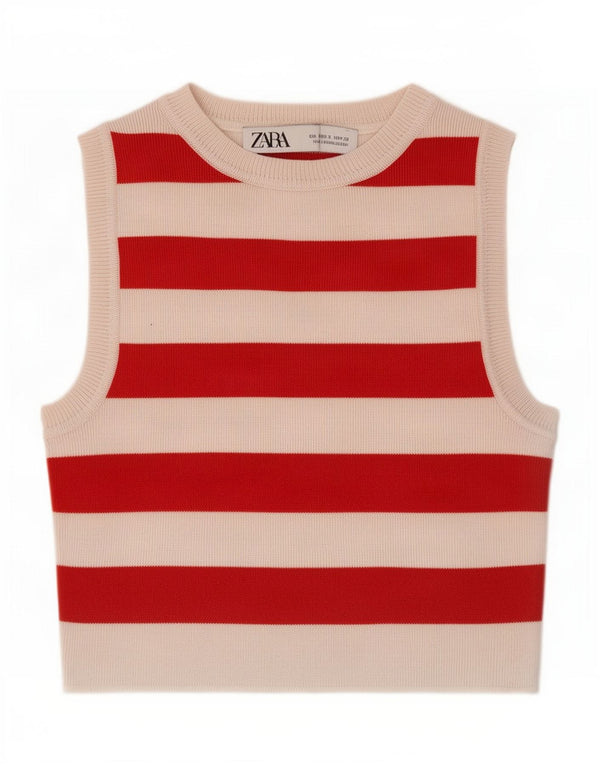 Top Vest Crop pentru Damă Zara UK 8 Small Red Striped