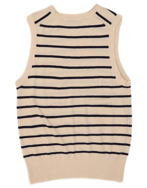 Vesta Zara Femei Tank Top UK 12 Medium Off White Striped