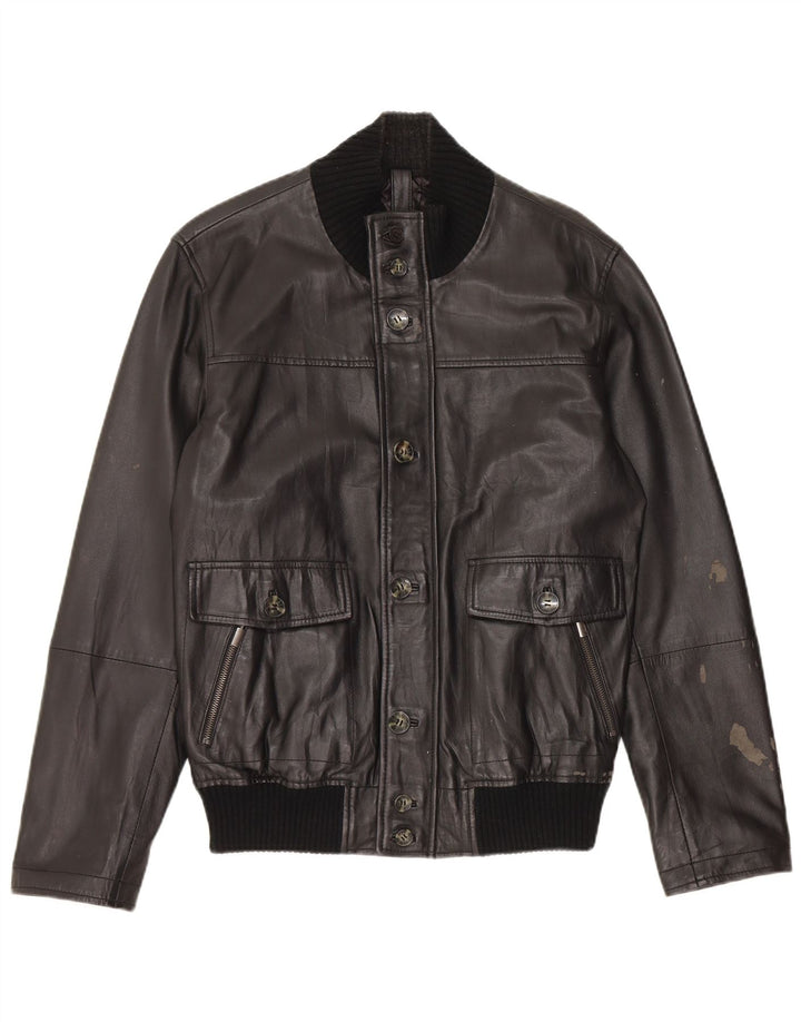 Jachetă Bomber din piele pentru bărbați Conbipel IT 48 Medium Black Leather