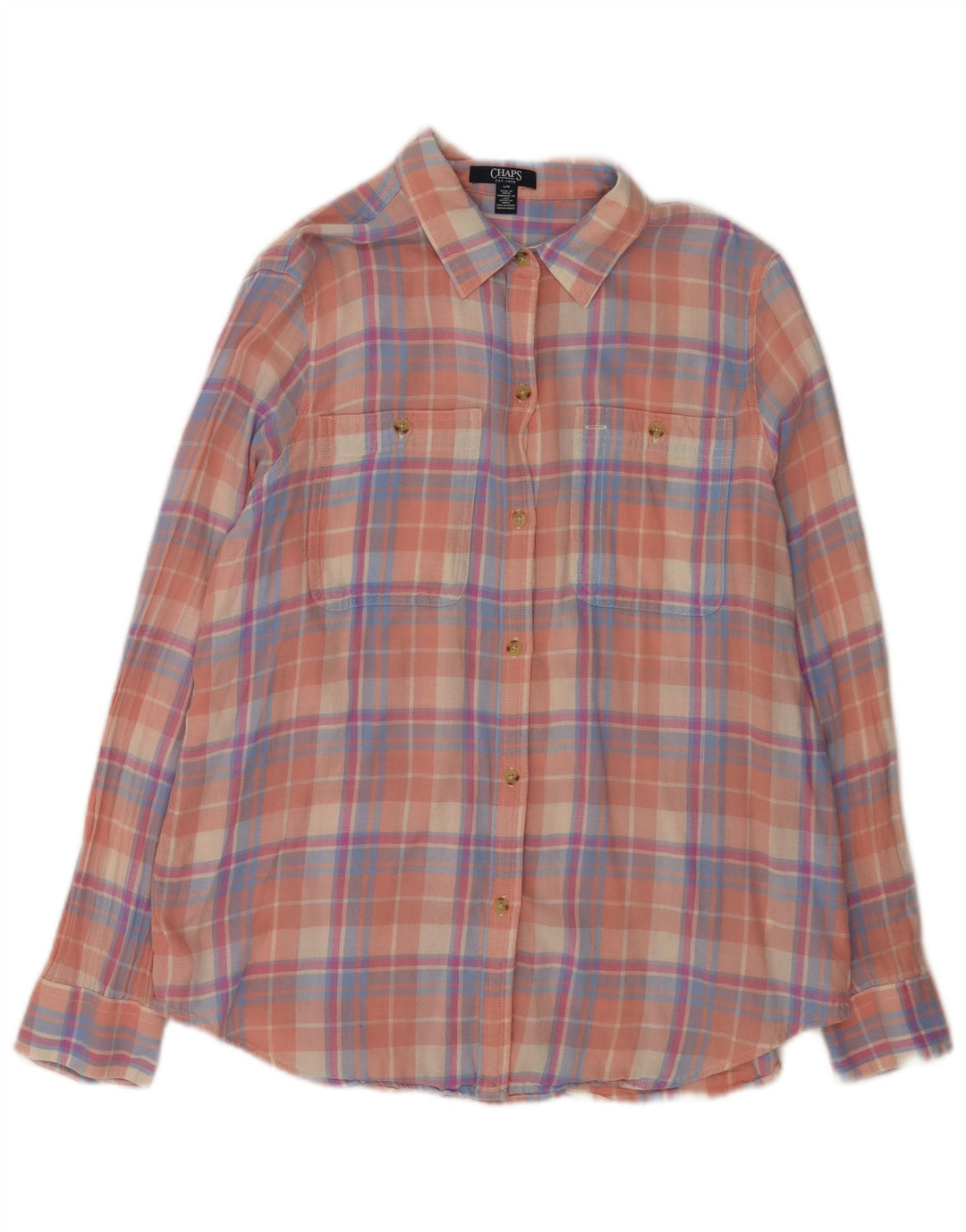 Cămașă de flanel pentru femei Chaps UK 16 mare, bumbac cu carouri roz