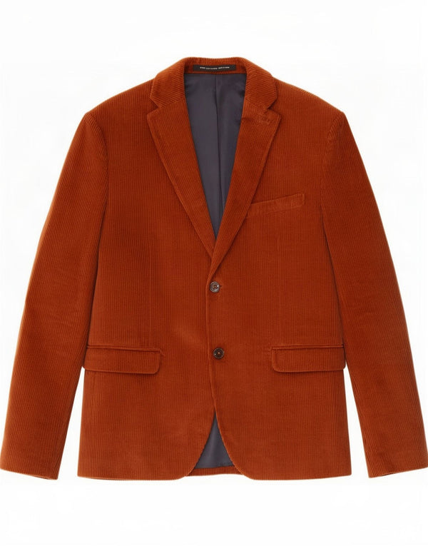 Jachetă pentru bărbați din velur cu 2 nasturi Zara EU 54 XL bumbac maro