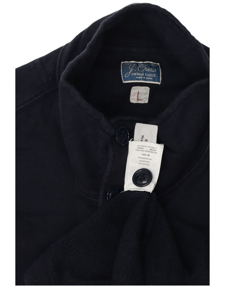 J. CREW Hanorac pentru bărbați cu gât cu nasturi Pulover mare din bumbac bleumarin