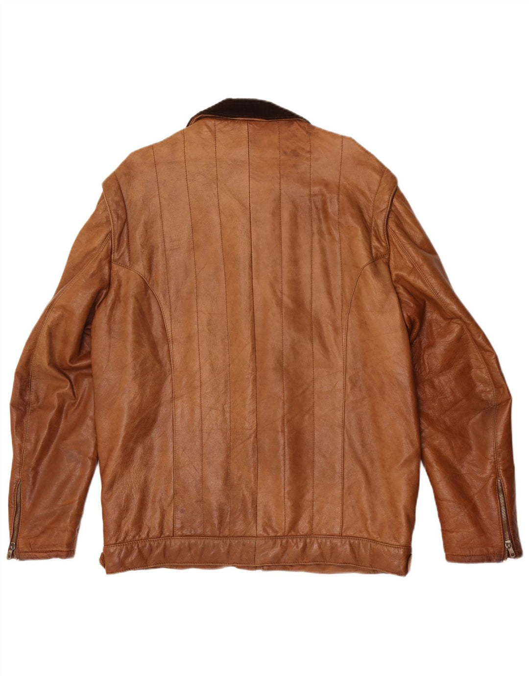Jachetă militară din piele vintage pentru bărbați IT 54 2XL maro colorblock
