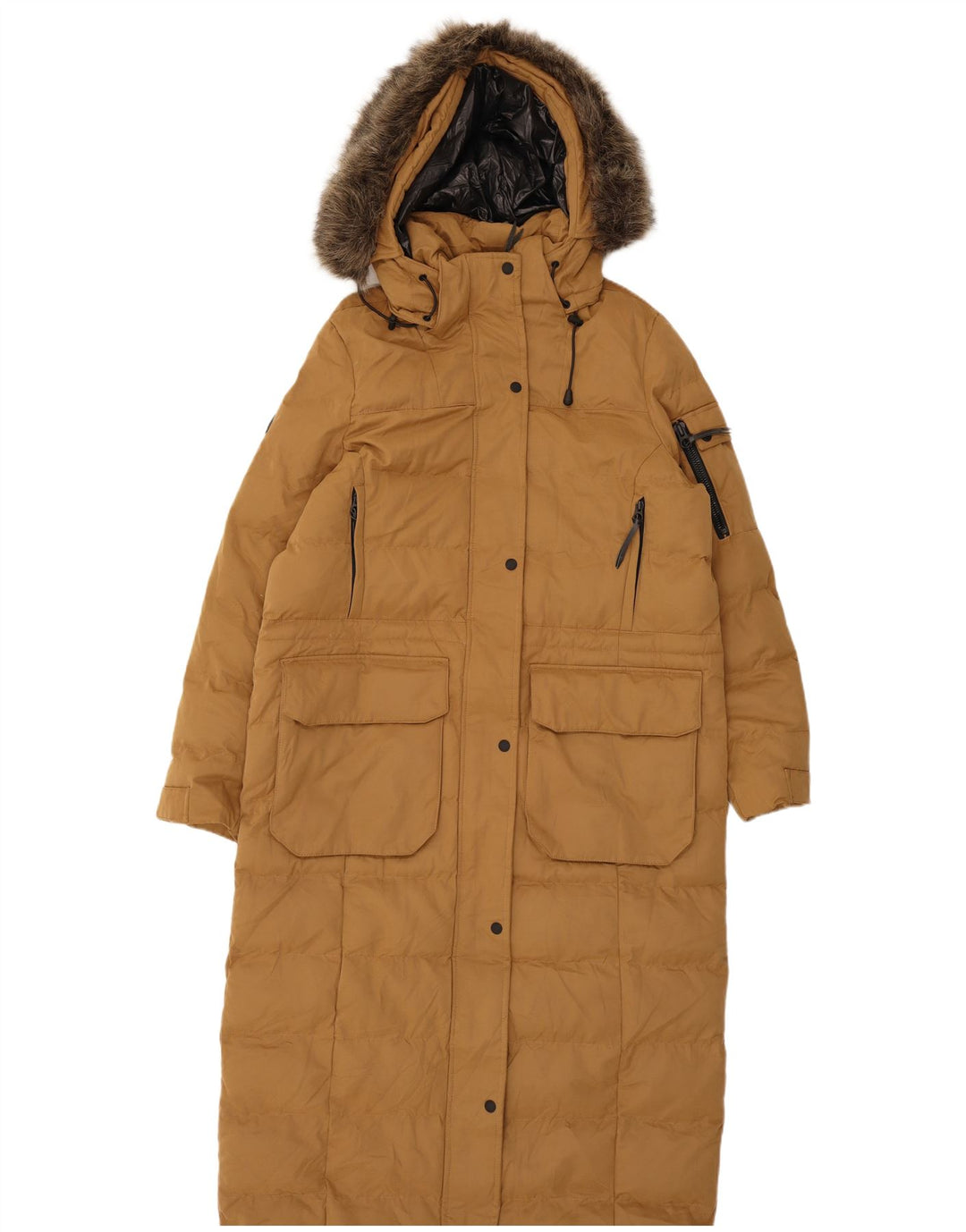 Palton căptușit cu glugă Superdry pentru femei UK 12 Poliester mediu bej