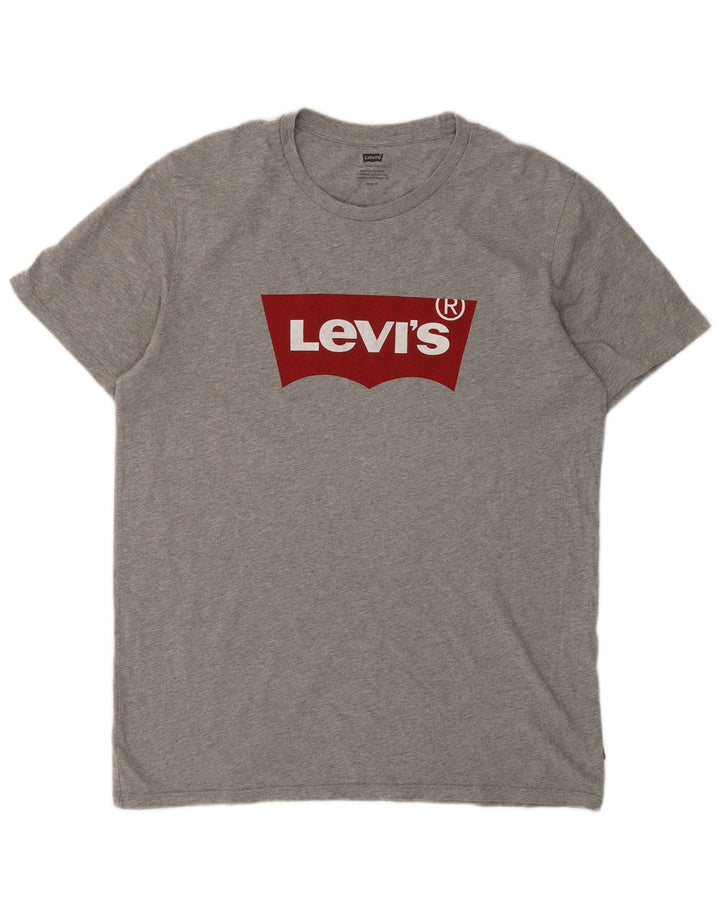 Tricou cu grafic Levi's pentru bărbați Top din bumbac cu pete gri mediu