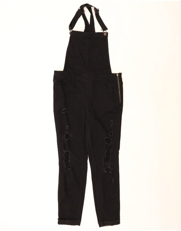 HOLLISTER Womens Distressed Dungarees Cropped Jeans Large W32 L26 Black