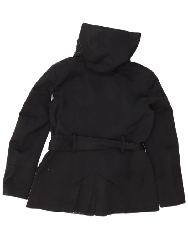 Jachetă căptușită cu glugă pentru femei Zara UK 18 XL, bumbac negru