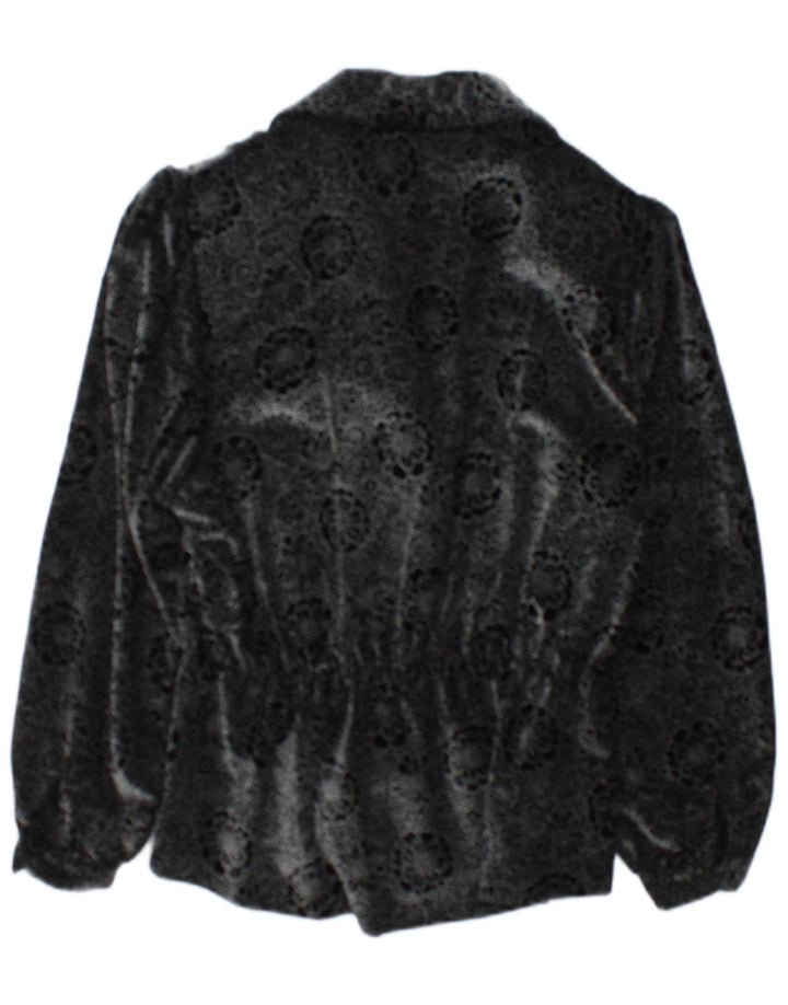 Jachetă Blazer Vintage pentru femei cu 2 nasturi UK 14 Medium Black Floral