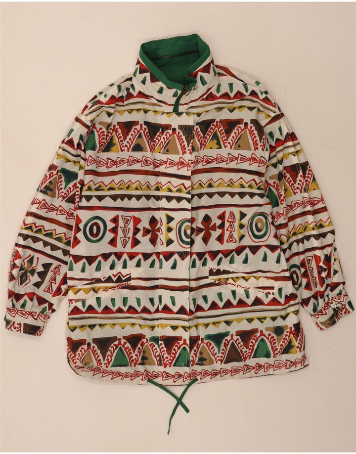 Jachetă reversibilă vintage cu glugă pentru femei UK 16, mare, verde, geometrică