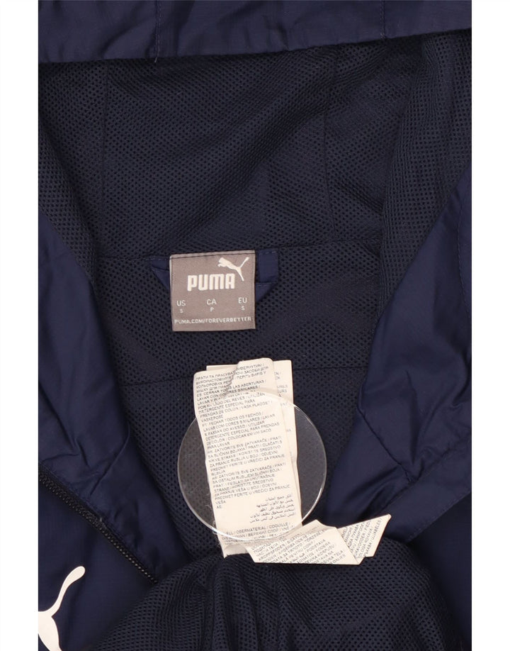 Jachetă de ploaie cu glugă Puma pentru bărbați UK 36 Small Bluemarin Colorblock Nylon