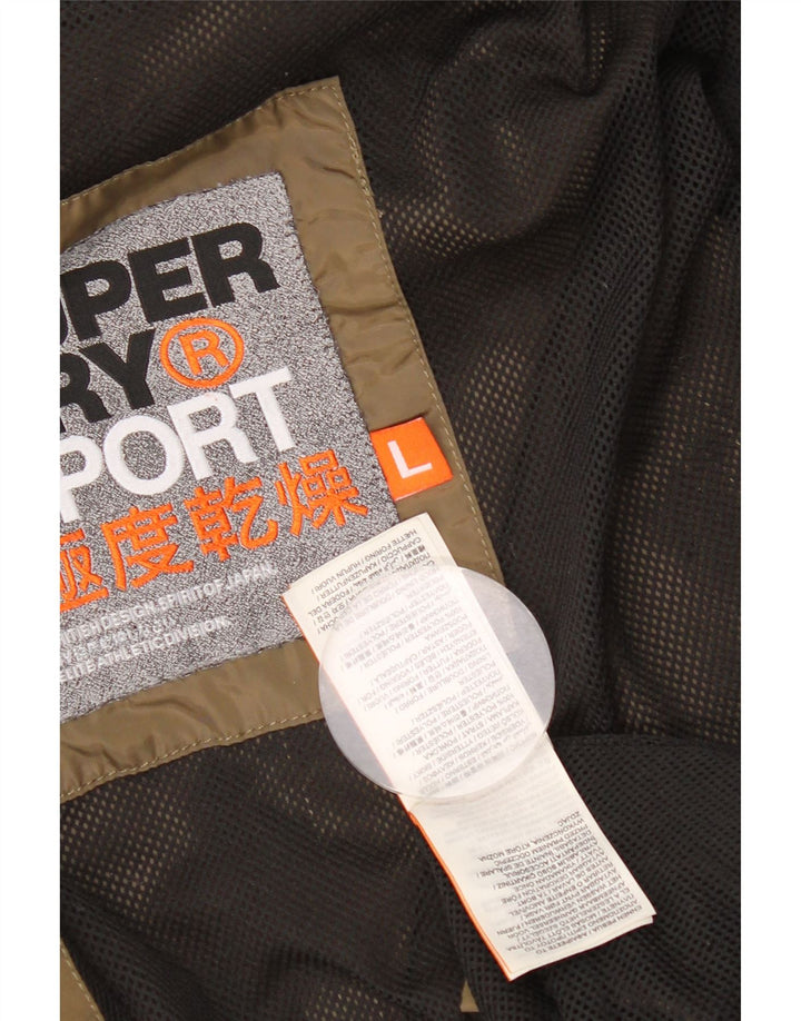 Jachetă de ploaie cu glugă Superdry pentru femei UK 14, mare, kaki, poliester
