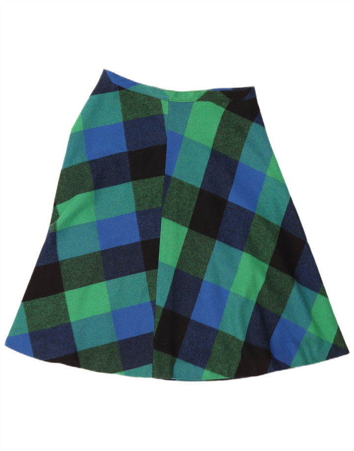 Fustă A-Line Vintage pentru femei W32 Lung Gingham verde